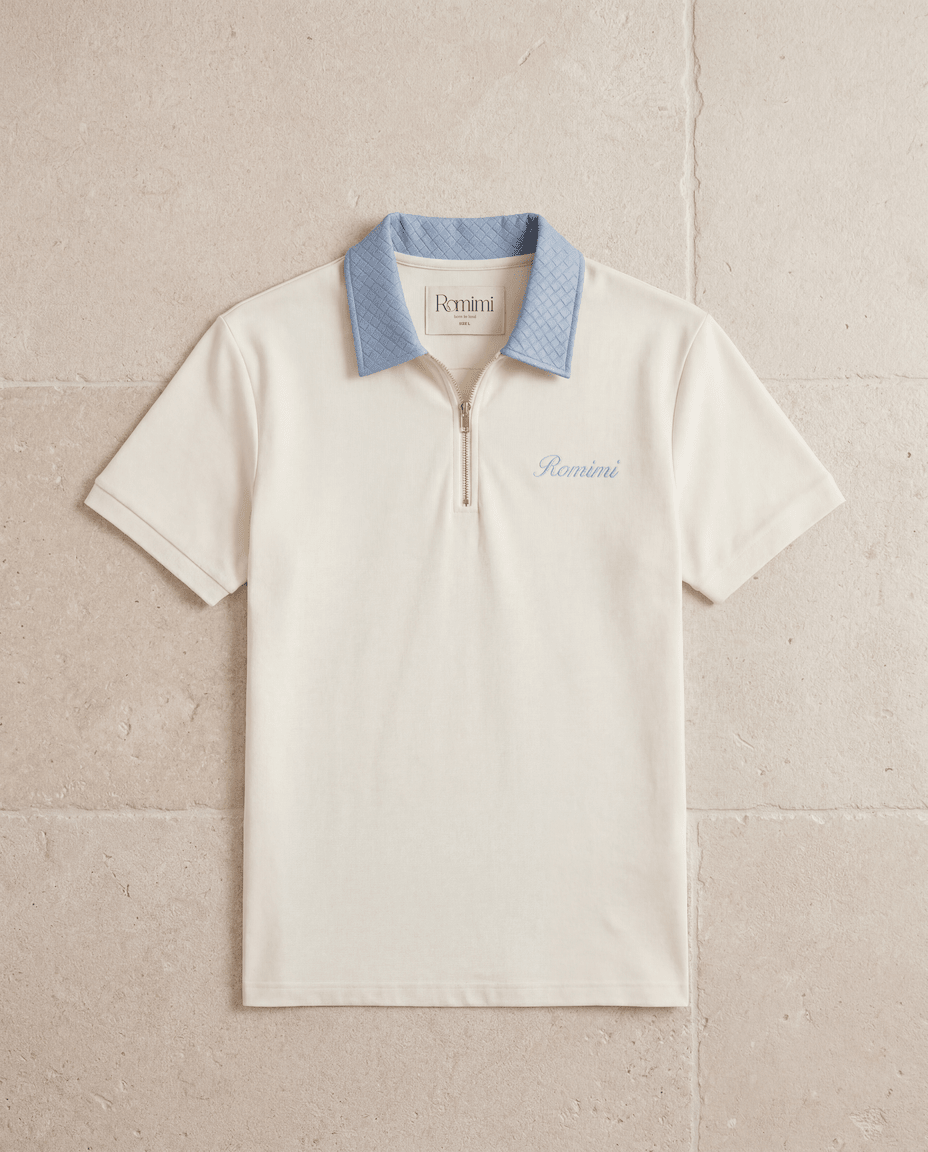 Adam Sport Polo - Cream/Sky Blue - Adult - S - Romimi