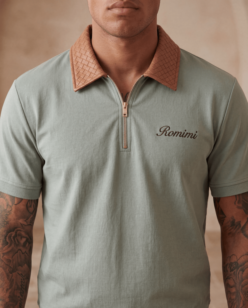 Adam Sport Polo - Sage Green/Brown - Adult - S - Romimi
