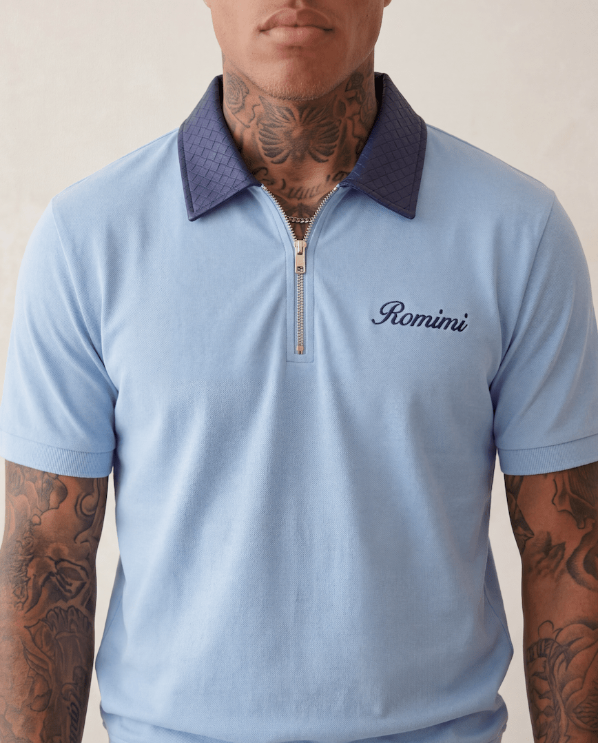 Adam Sport Polo - Sky Blue/Navy - Adult - S - Romimi