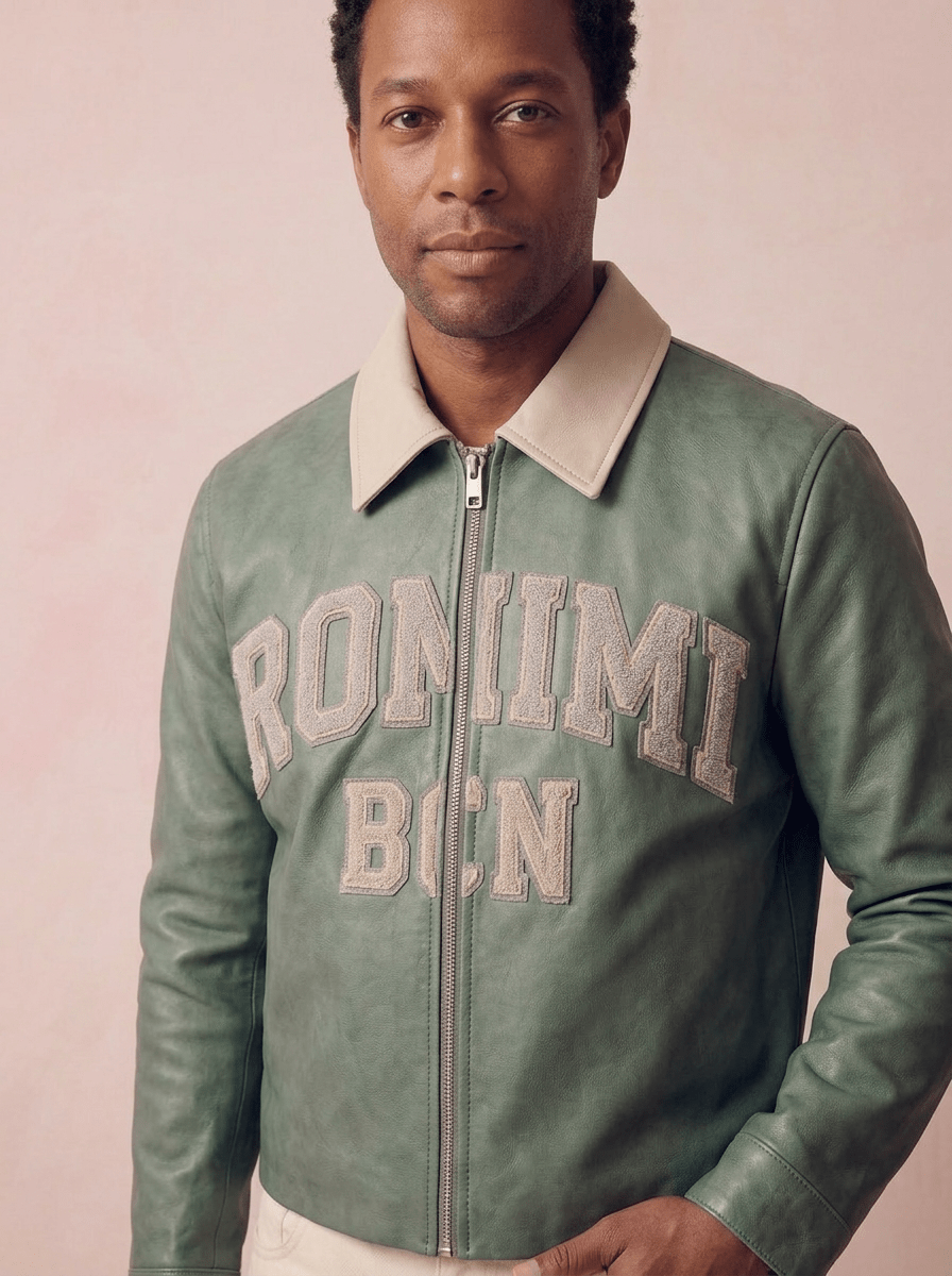 Jordi Biker Leather Jacket - Sage Green - Adult - S - Romimi
